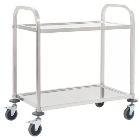  Cărucior de bucătărie 2 niveluri 95x45x83,5 cm oțel inoxidabil