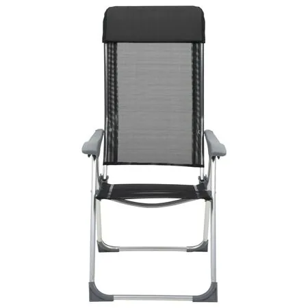  Scaune de camping pliante, 2 buc., negru, aluminiu