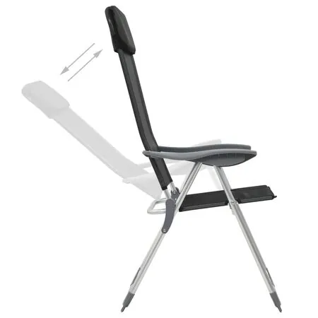  Scaune de camping pliante, 2 buc., negru, aluminiu