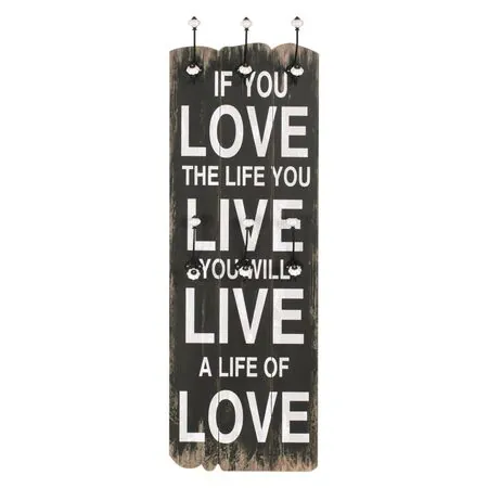  Cuier de perete cu 6 cârlige, 120 x 40 cm, LOVE LIFE 