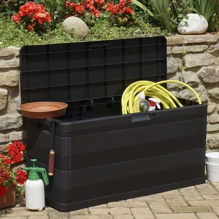  Ladă de depozitare pentru grădină, negru, 117 x 45 x 56 cm