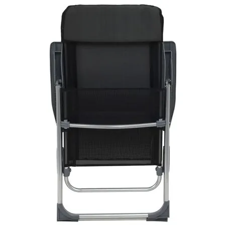  Scaune de camping pliante, 2 buc., negru, aluminiu