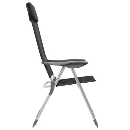  Scaune de camping pliante, 2 buc., negru, aluminiu