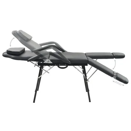  Scaun tratament facial, piele artificială, 185x78x76 cm, negru