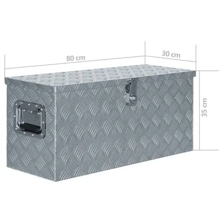  Cutie din aluminiu, 80 x 30 x 35 cm, argintiu