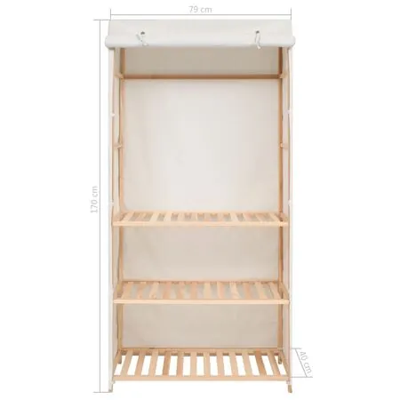  Dulap de haine cu 3 rafturi, 79 x 40 x 170 cm