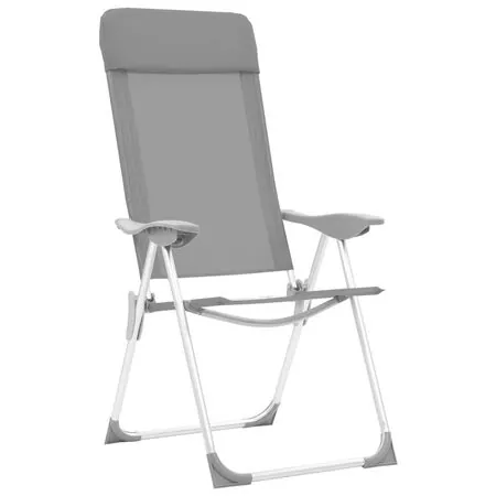  Scaune de camping pliante, 4 buc., gri, aluminiu
