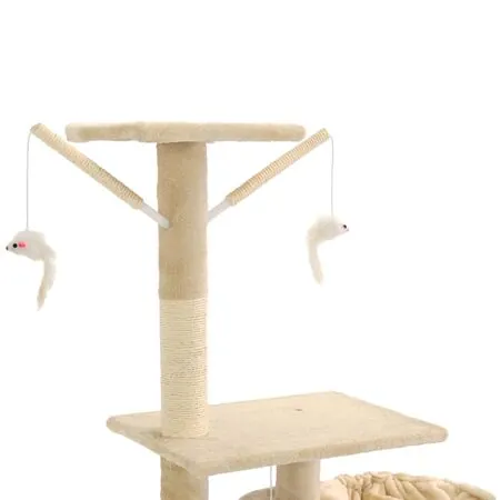  Ansamblu pentru pisici stâlpi din funie de sisal 230-250 cm bej