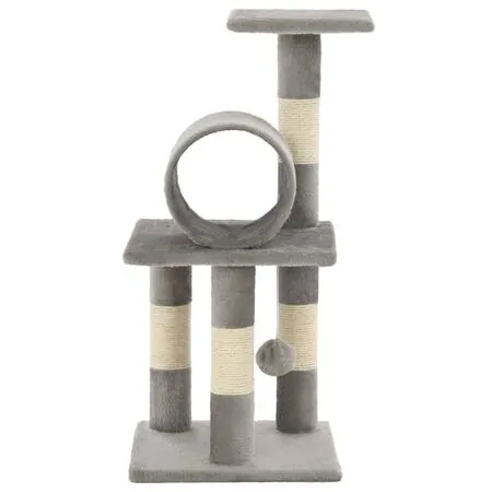  Ansamblu pentru pisici, stâlpi din funie de sisal, 65 cm, gri