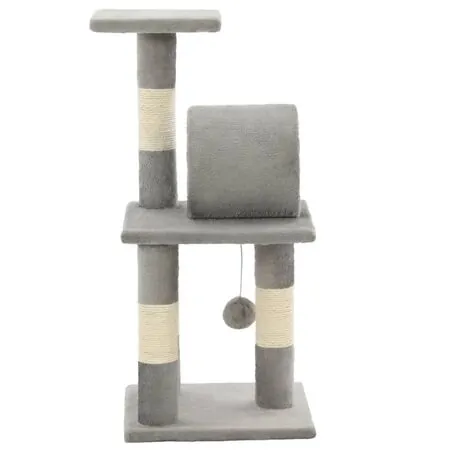  Ansamblu pentru pisici, stâlpi din funie de sisal, 65 cm, gri