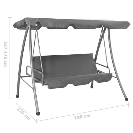 Balansoar de exterior cu copertină antracit 192x118x175 cm oțel