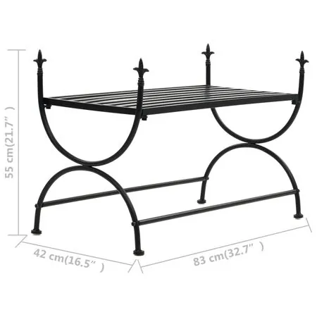  Bancă în stil vintage, negru, metal, 83x42x55 cm