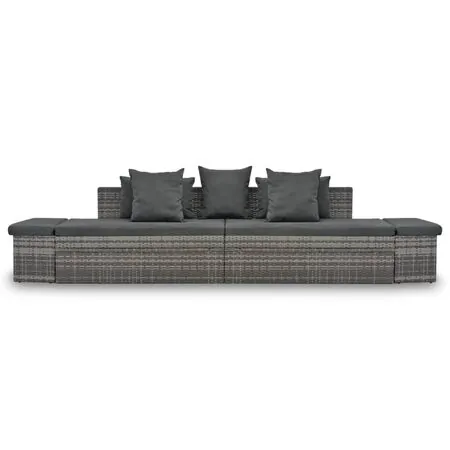  Set mobilier de grădină cu perne, 4 piese, gri, poliratan