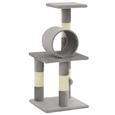  Ansamblu pentru pisici, stâlpi din funie de sisal, 65 cm, gri