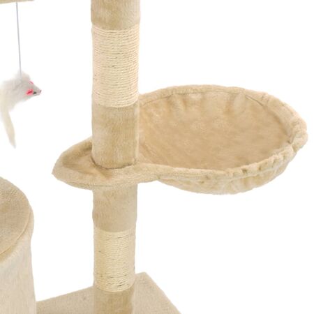  Ansamblu pisici cu stâlpi din funie de sisal, 138 cm, bej