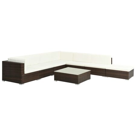  Set mobilier de grădină cu perne, 8 piese, maro, poliratan