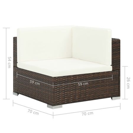 Set mobilier de grădină cu perne, 8 piese, maro, poliratan