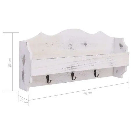  Cuier de perete, alb, 50 x 10 x 23 cm, lemn