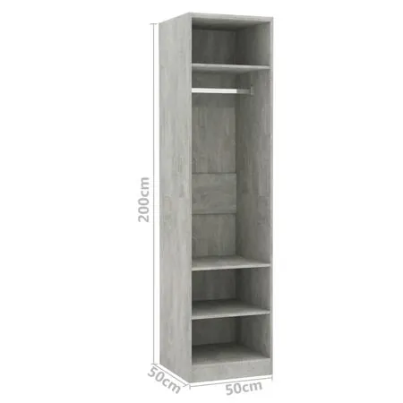  Șifonier, gri beton, 50x50x200 cm, lemn prelucrat