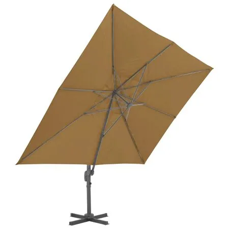  Umbrelă de soare de grădină, bază portabilă, taupe