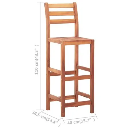  Scaune de bar, 2 buc., lemn masiv de acacia