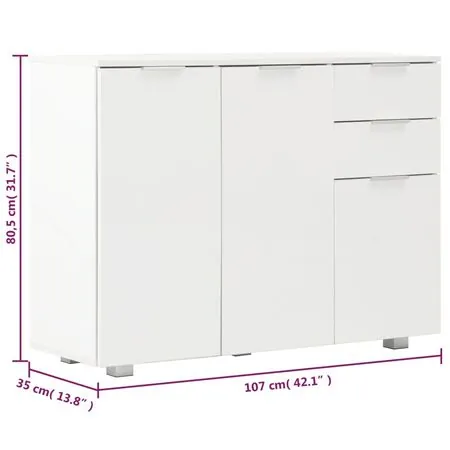  Dulap, alb extralucios, 107x35x80,5 cm