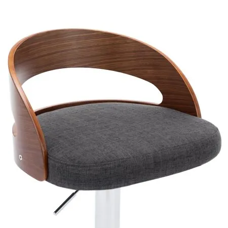  Scaune de bar 2 buc. gri închis, material textil & lemn curbat