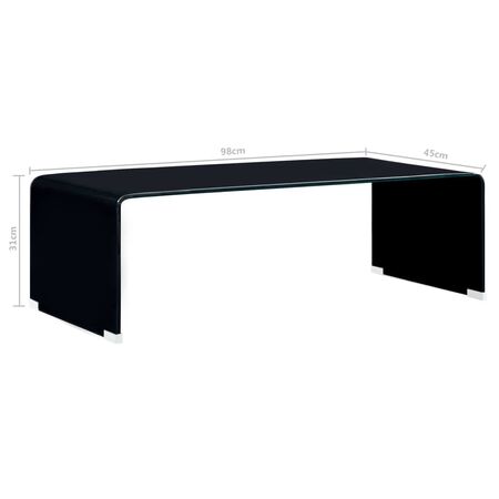 Măsuță de cafea, negru, 98x45x31 cm, sticlă securizată 