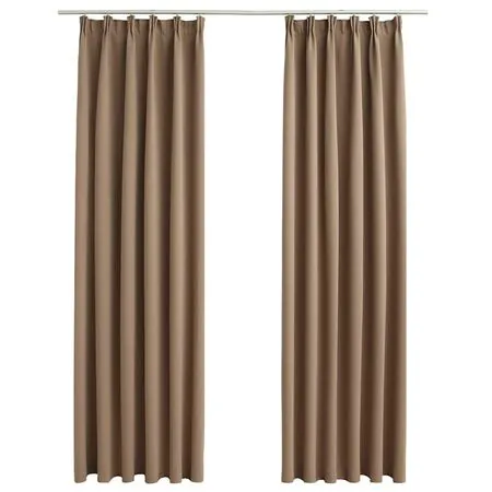  Draperii opace, 2 buc., gri taupe, 140 x 245 cm, cu cârlige