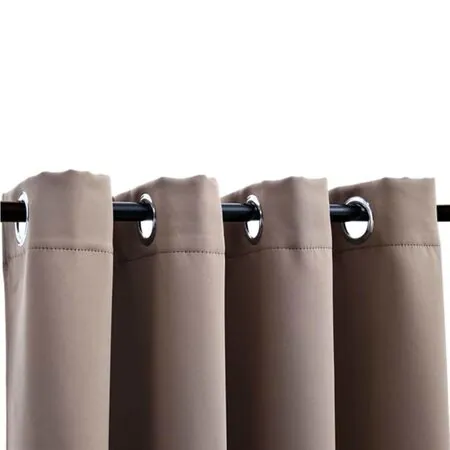  Draperii opace cu inele metalice, 2 buc., gri taupe, 140x225 cm