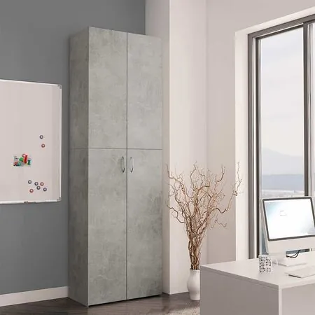  Dulap de birou, gri beton, 60x32x190 cm, lemn prelucrat