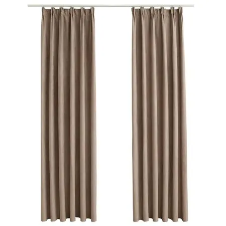  Draperii opace cu cârlige, 2 buc., gri taupe, 140 x 225 cm