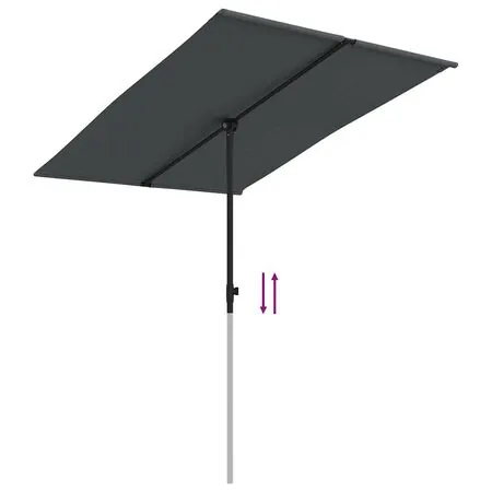 Umbrelă de soare de grădină cu stâlp aluminiu antracit 2x1,5 cm