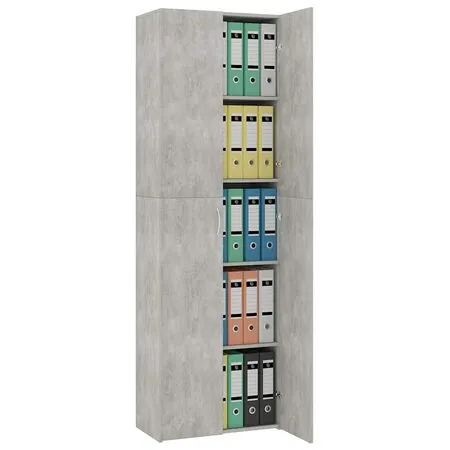  Dulap de birou, gri beton, 60x32x190 cm, lemn prelucrat