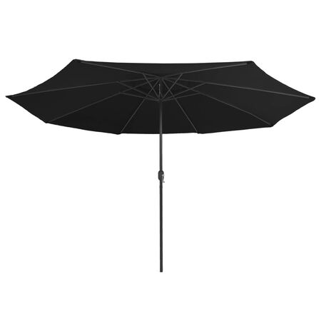  Umbrelă de soare de grădină, stâlp metalic, negru, 390 cm