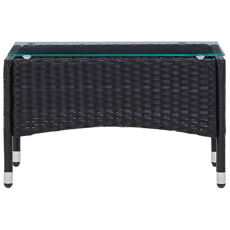  Set mobilier de grădină cu perne, 4 piese, negru, poliratan