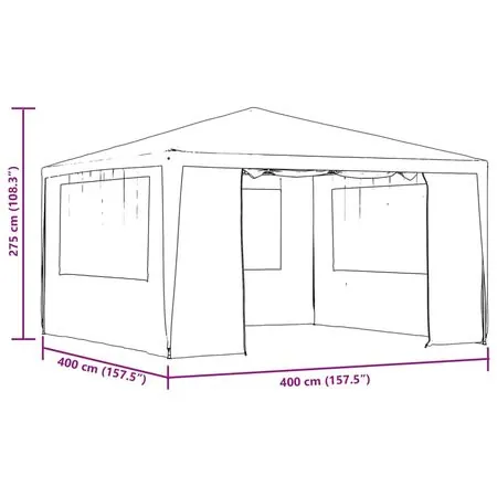  Cort de petrecere profesional cu pereți alb 4 x 4 m 90 g/m²