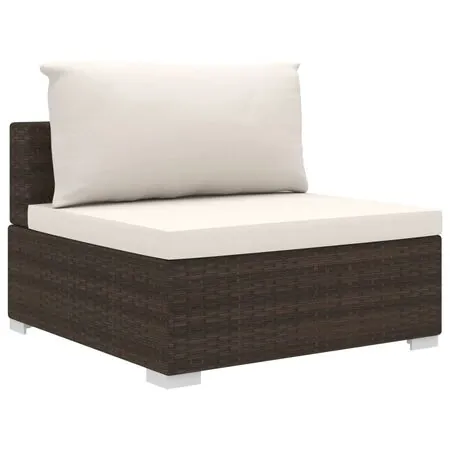  Set mobilier de grădină cu perne, 4 piese, maro, poliratan