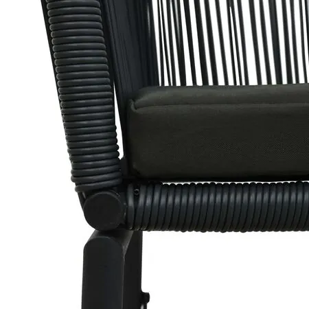  Set mobilier de bistro cu perne, 3 piese, negru, ratan PE  