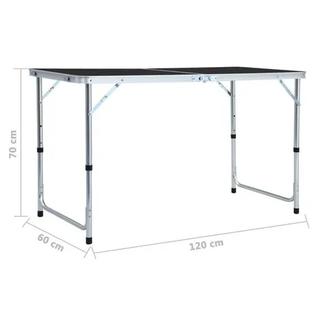  Masă de camping pliabilă, gri, 120 x 60 cm, aluminiu