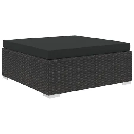  Set mobilier de grădină cu perne, 10 piese, negru, poliratan