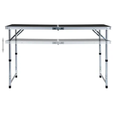  Masă de camping pliabilă, gri, 120 x 60 cm, aluminiu