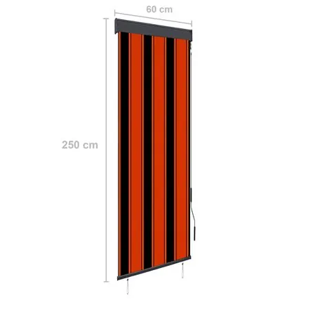  Jaluzea tip rulou de exterior, portocaliu și maro, 60 x 250 cm