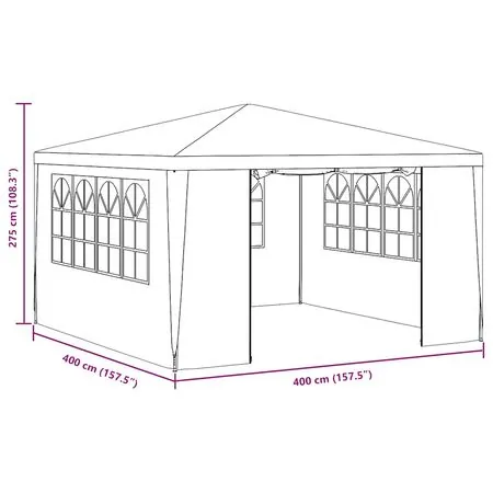  Cort de petrecere profesional cu pereți alb 4 x 4 m 90 g/m²