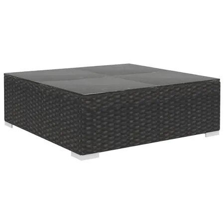  Set mobilier de grădină cu perne, 10 piese, negru, poliratan