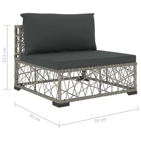  Set mobilier de grădină cu perne, 8 piese, gri, poliratan