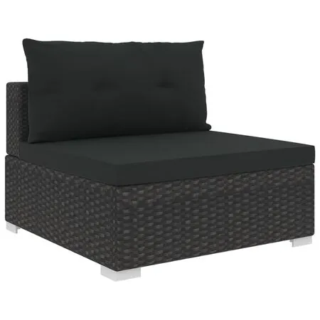  Set mobilier de grădină cu perne, 10 piese, negru, poliratan