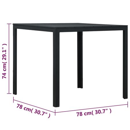  Măsuță de cafea, negru, 78x78x74 cm, HDPE, aspect lemn