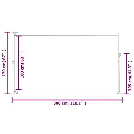  Copertină laterală retractabilă de terasă, albastru, 170x300 cm