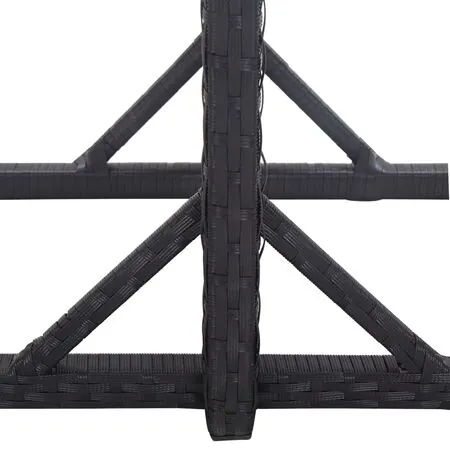 Masă de grădină, negru, 110 x 53 x 72 cm, sticlă și poliratan